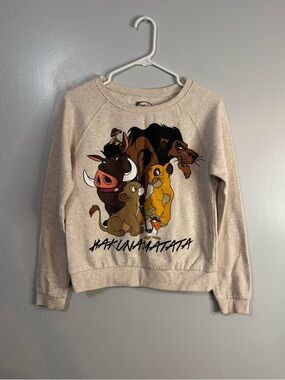 Disney Hakuna Matata Beige Crewneck Long Sleeve Tee Size Small